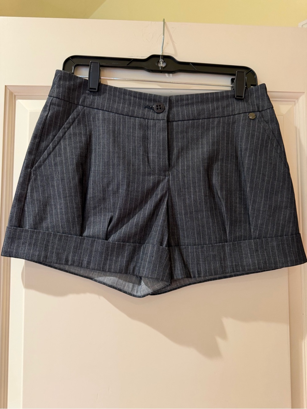 Trina Turk Charcoal Pinstripe Cuffed Shorts